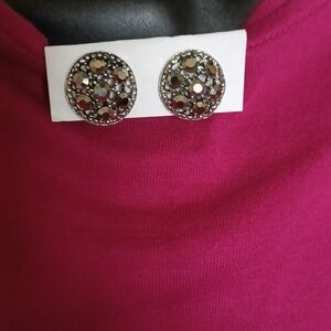 Vintage stamped Albert Weiss earrings, black gunmetal clip